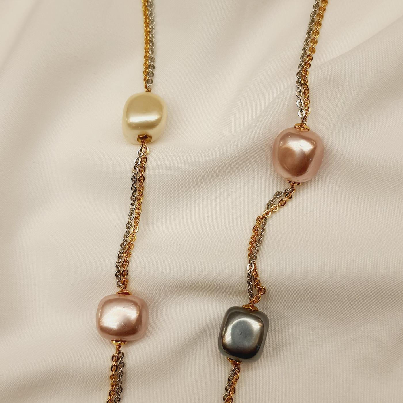 Pearl Bead Chain 3 Multi Gold