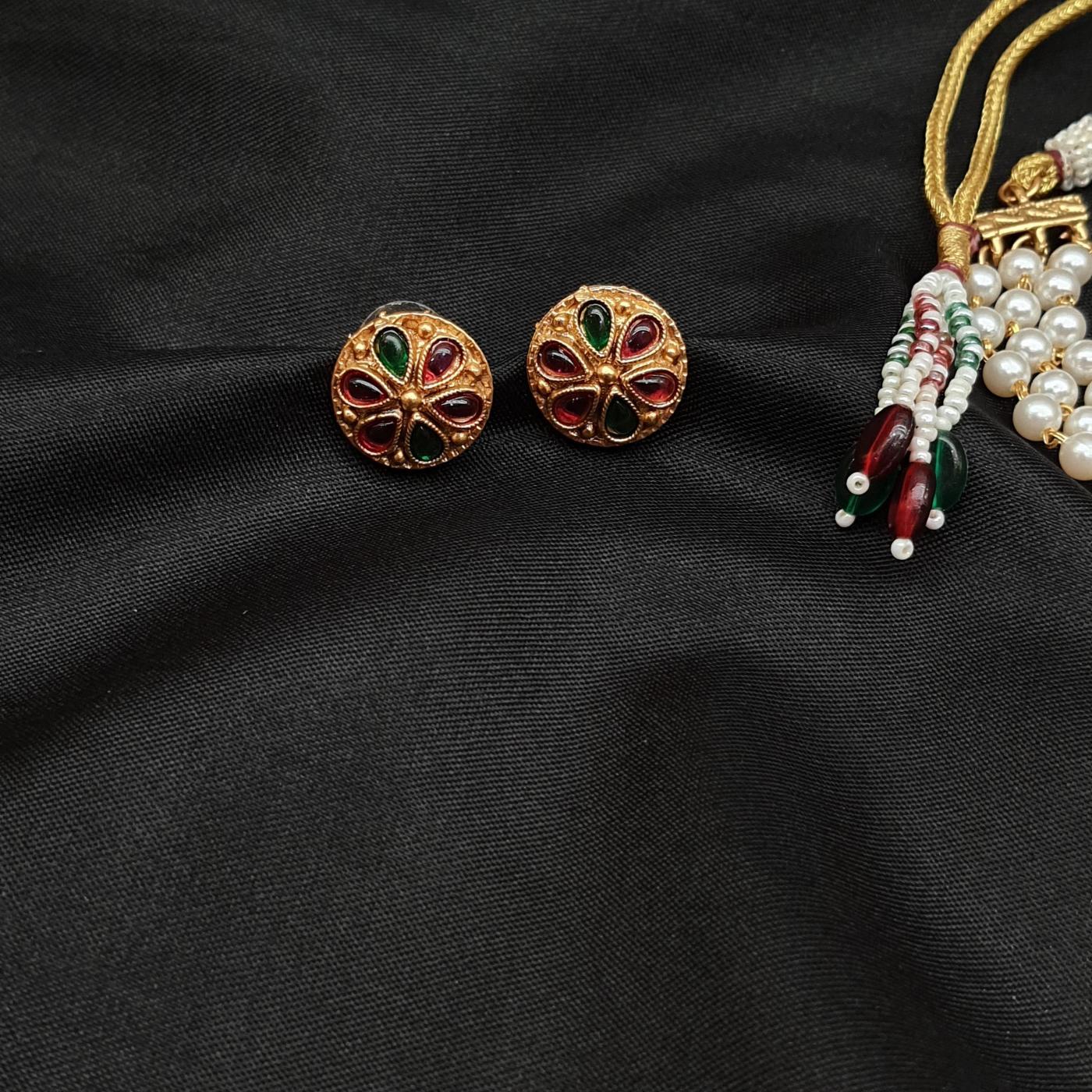 Antique Chokar Set 4 Ruby Green Gold