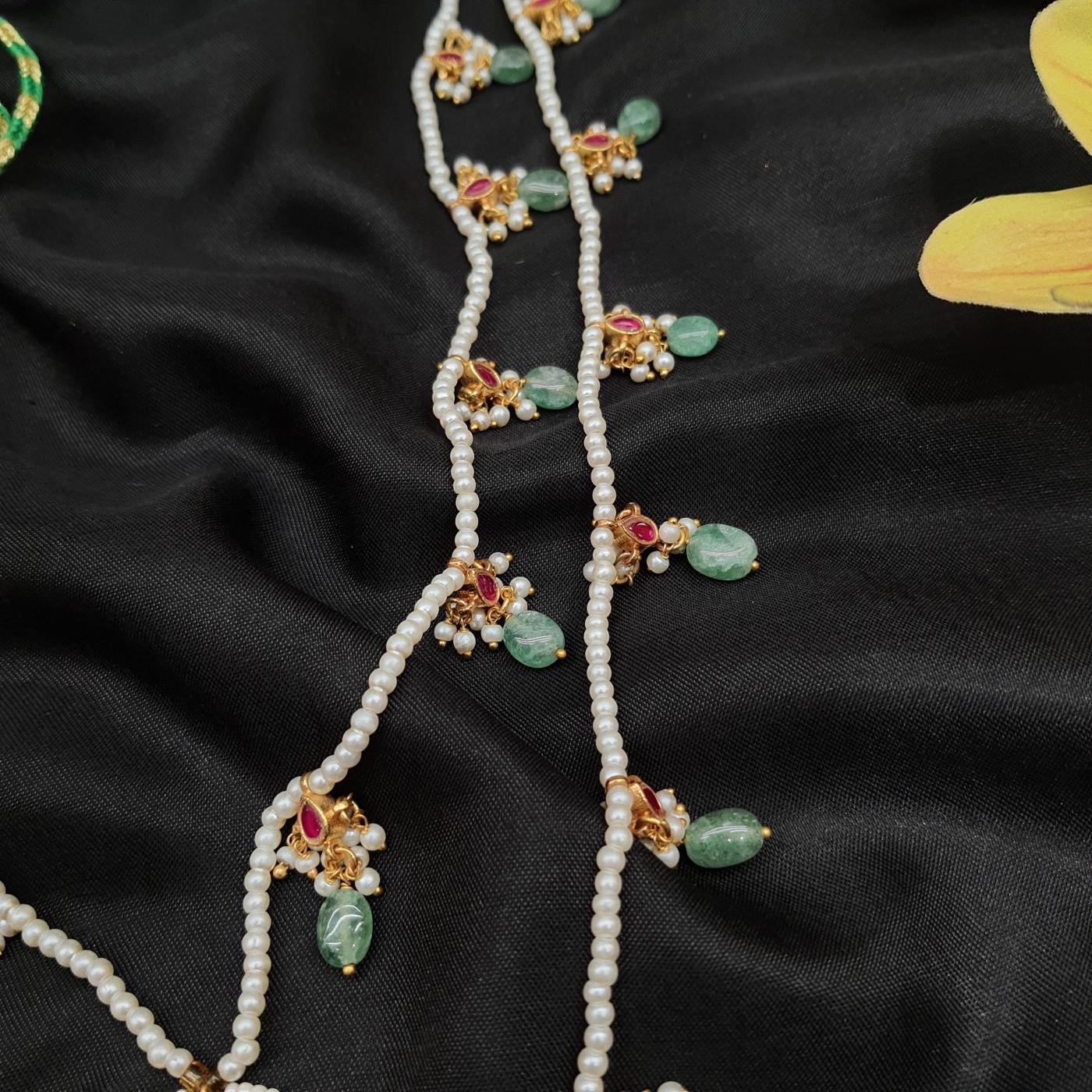 Antique Kundan Long Necklace Set 1 Ruby Gold