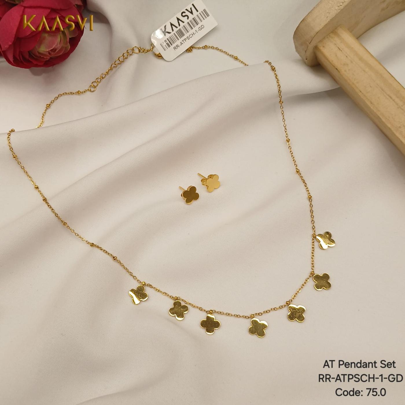 Anti Tarnish Pendant Set with Chain 1 Gold