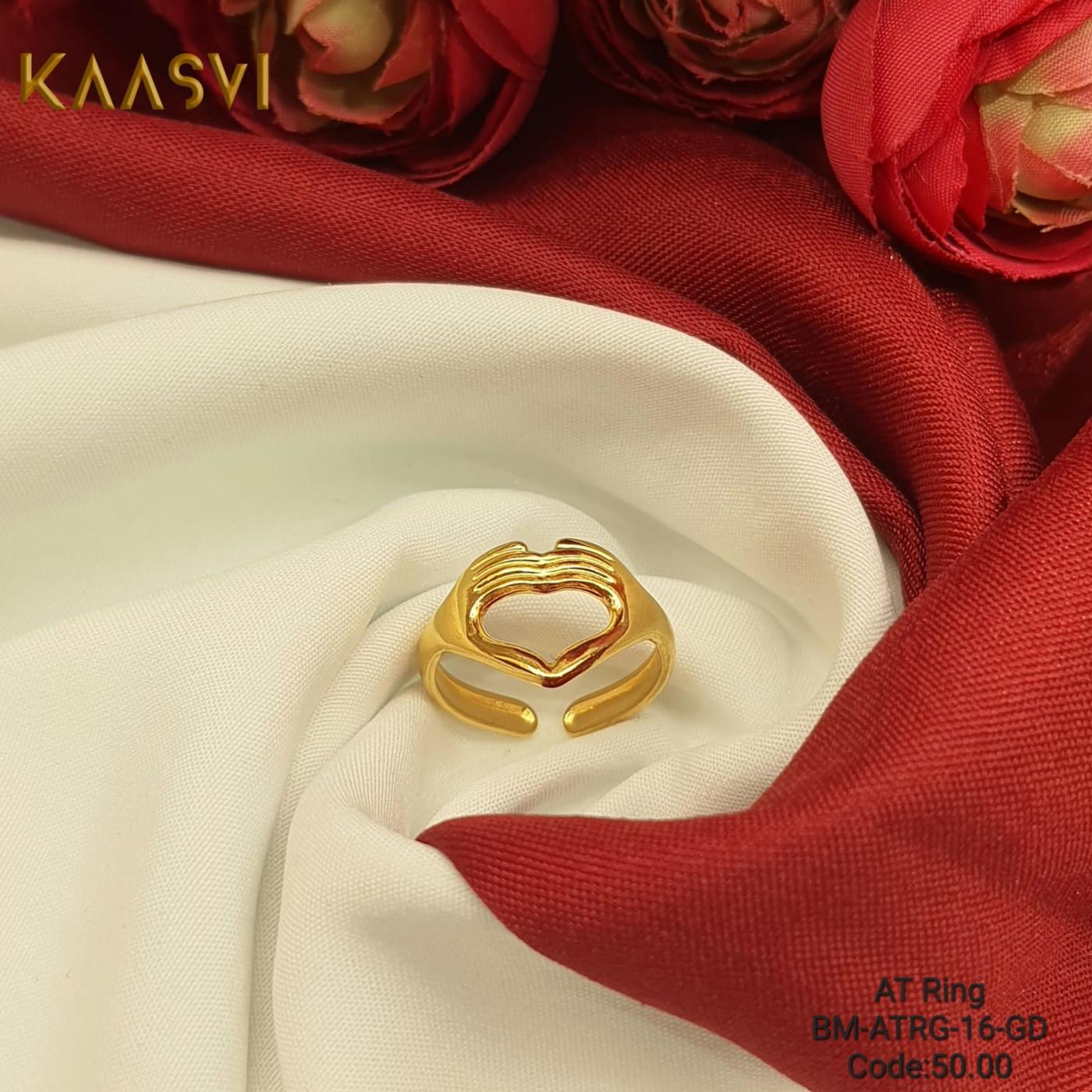 Anti Tarnish Heart Ring-16-Gold