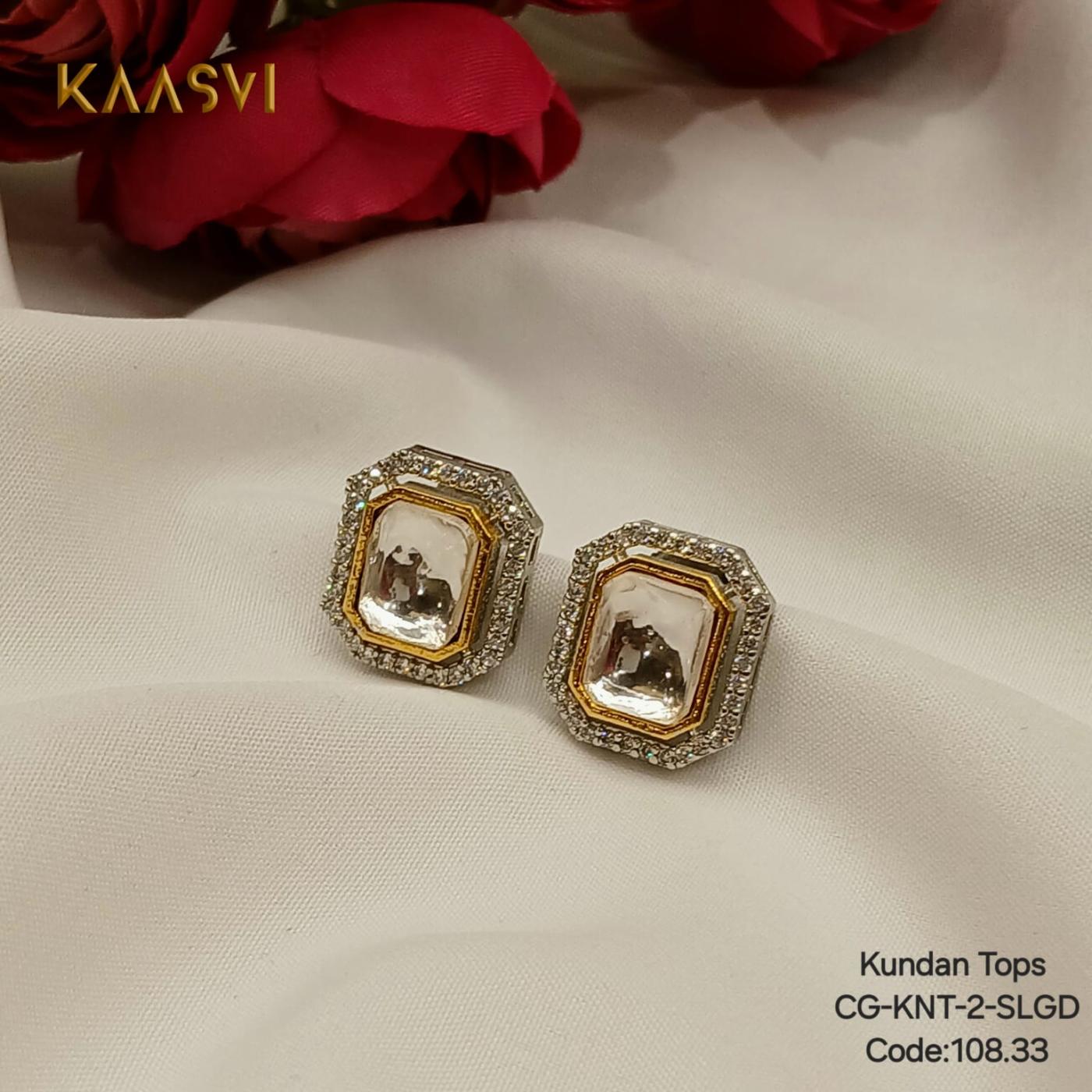 Kundan Tops-2-Silver Gold