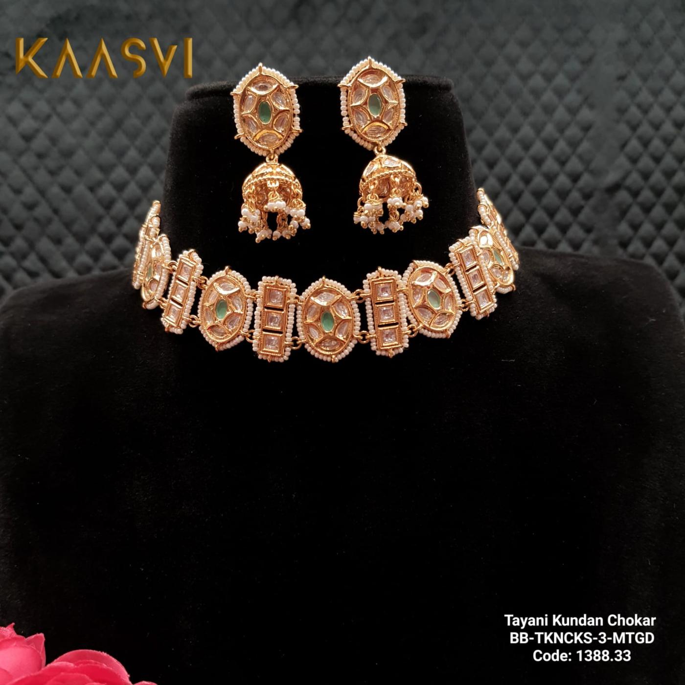 Choker Necklace-3-Mint Gold