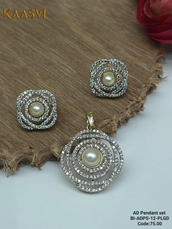 AD Pendant Set-12-Pearl Gold