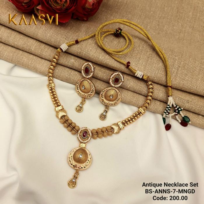 Antique Necklace Set-7-Multi Gold