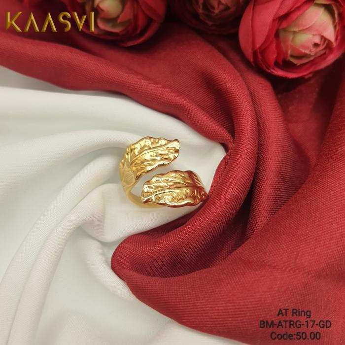 Anti Tarnish Leaf Ring-17-Gold