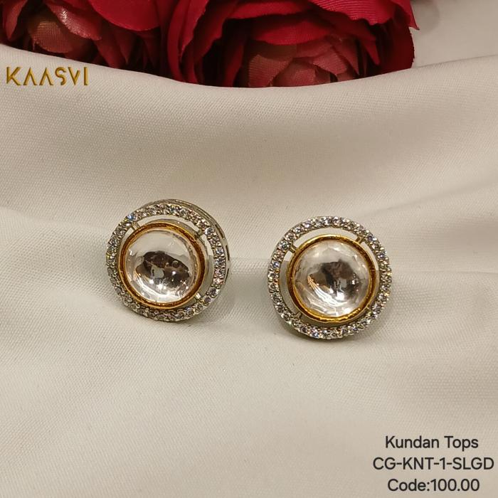 Kundan Tops-1-Silver Gold