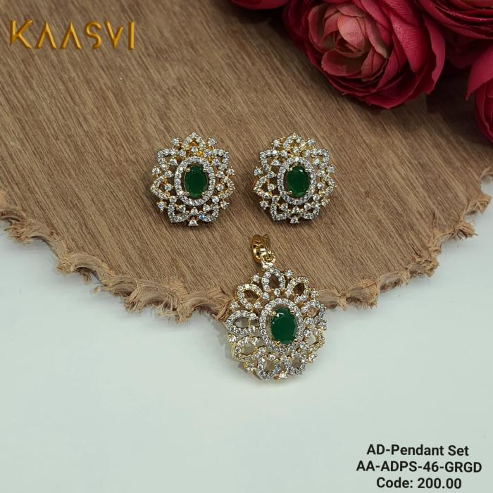 AD Pendant Set-46-Green Gold