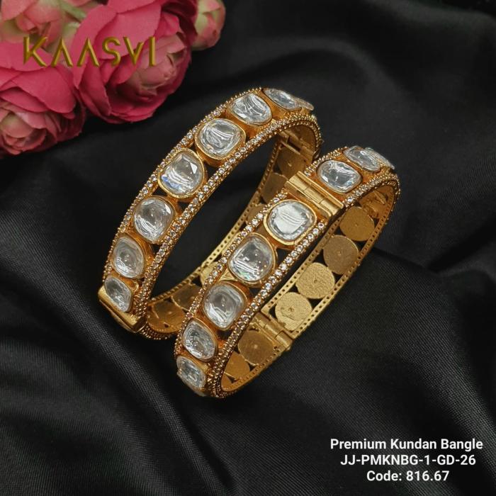 Premium Kundan Bangles-1-GOLD