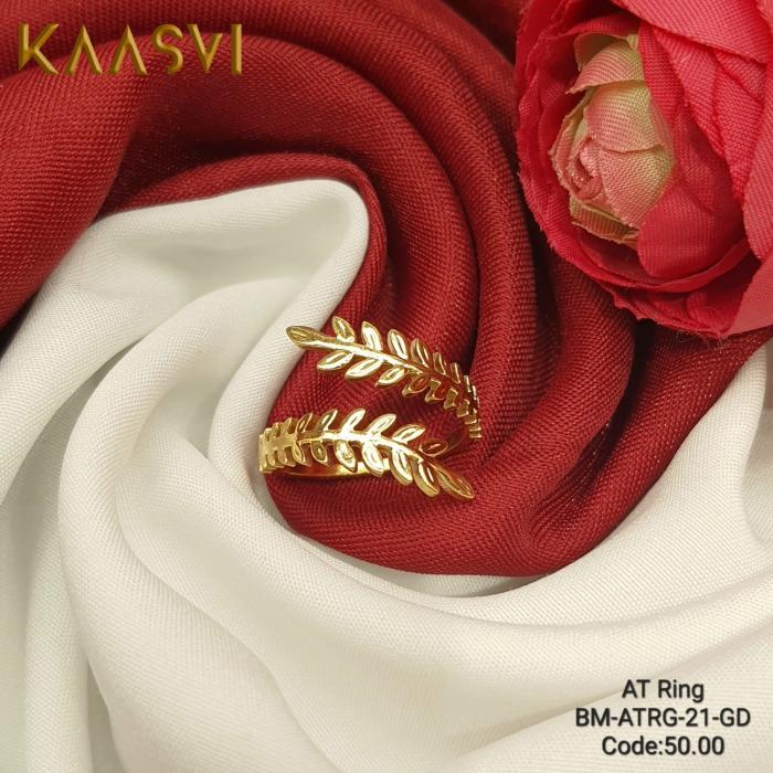 Anti Tarnish Leaf Ring-21-Gold