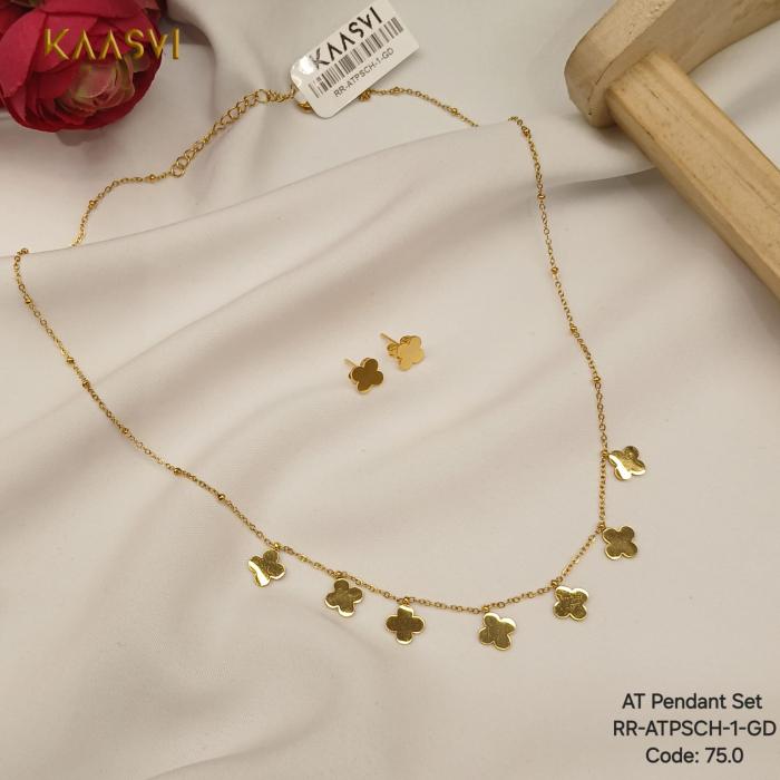 Anti Tarnish Pendant Set with Chain 1 Gold