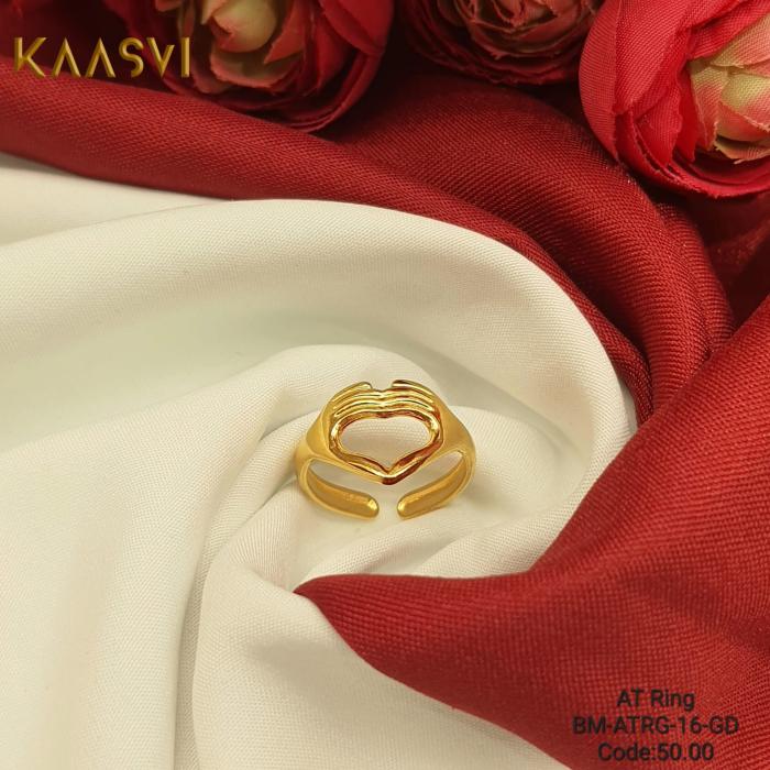 Anti Tarnish Heart Ring-16-Gold
