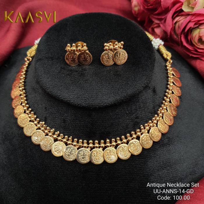 Antique Necklace Set-14-Gold
