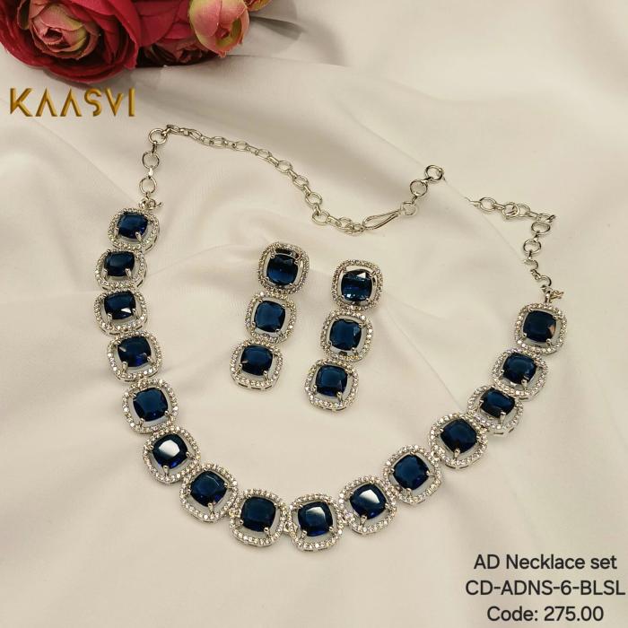 AD Necklace Set-6-Black Sliver