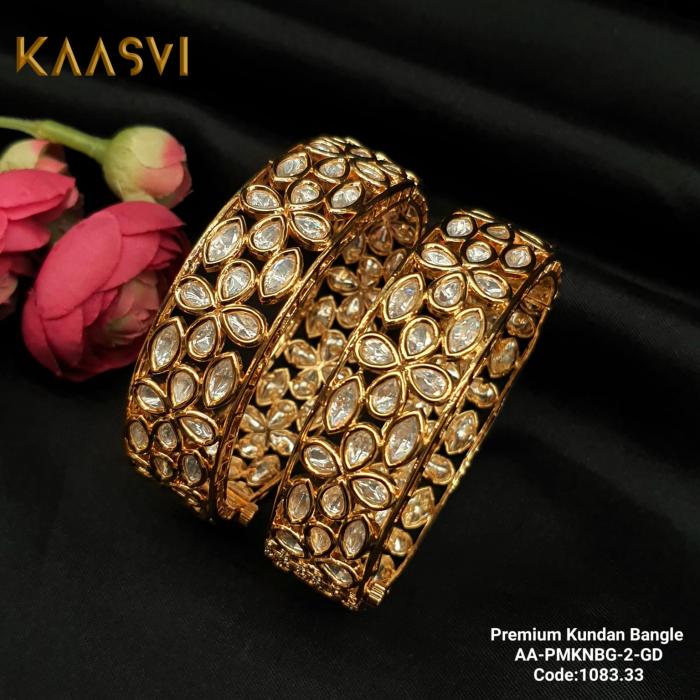 Premium Kundan Bangle-2-Gold
