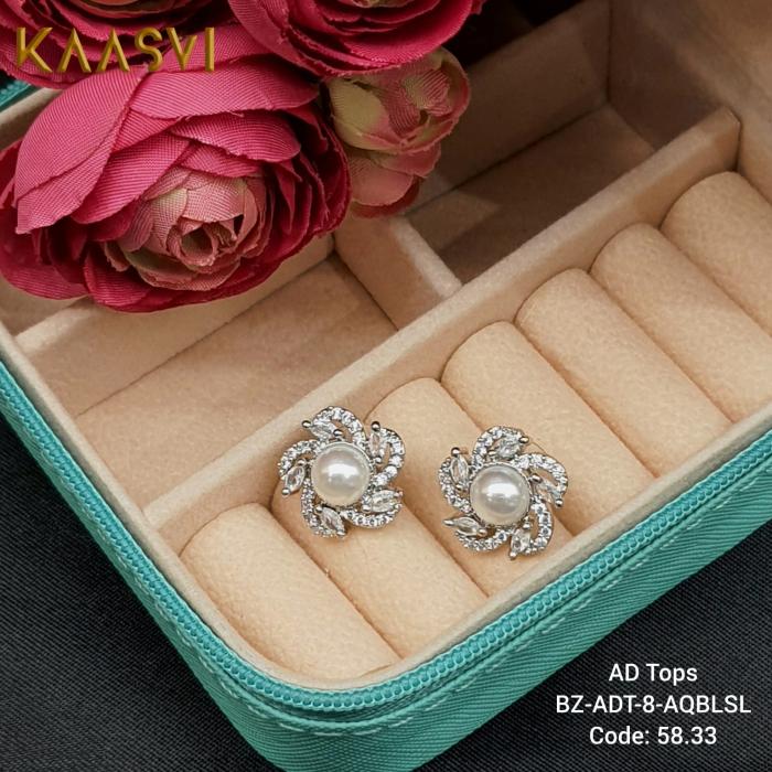 Earrings-8-Aqua Blue Silver
