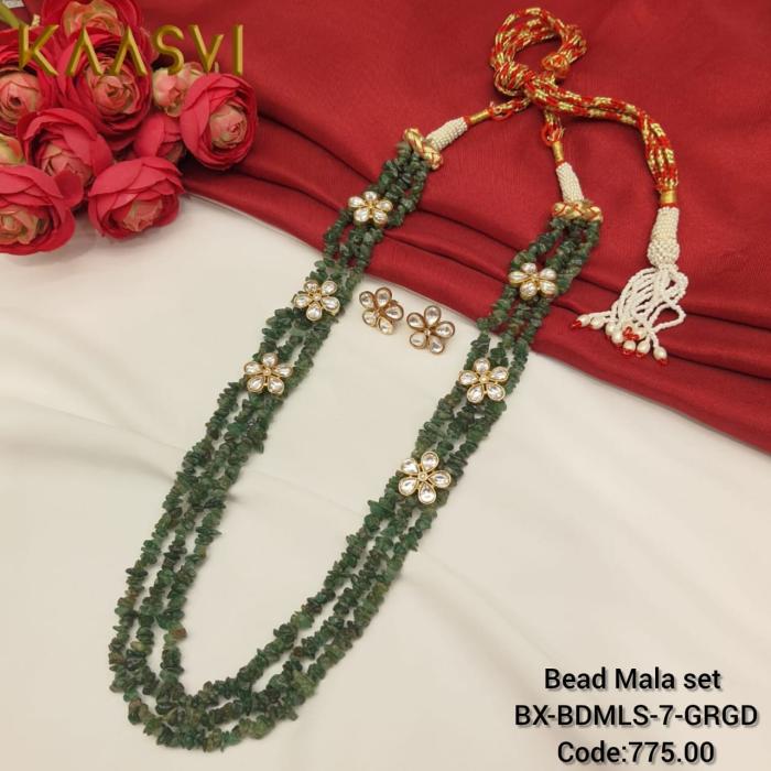 Bead Mala Set-7-Green Gold