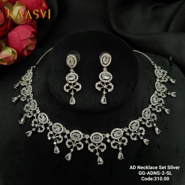 AD Necklace Set Silver-2-Silver