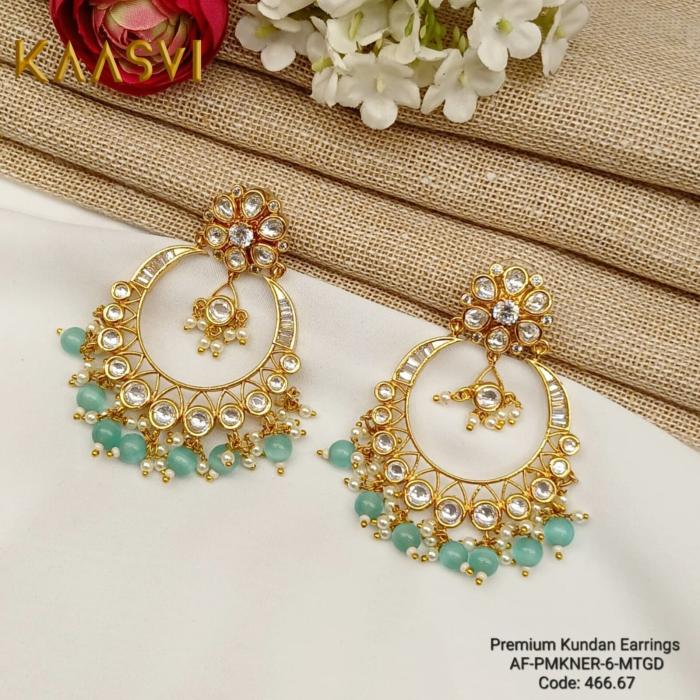 Premium Kundan Earrings-6-Multi Gold