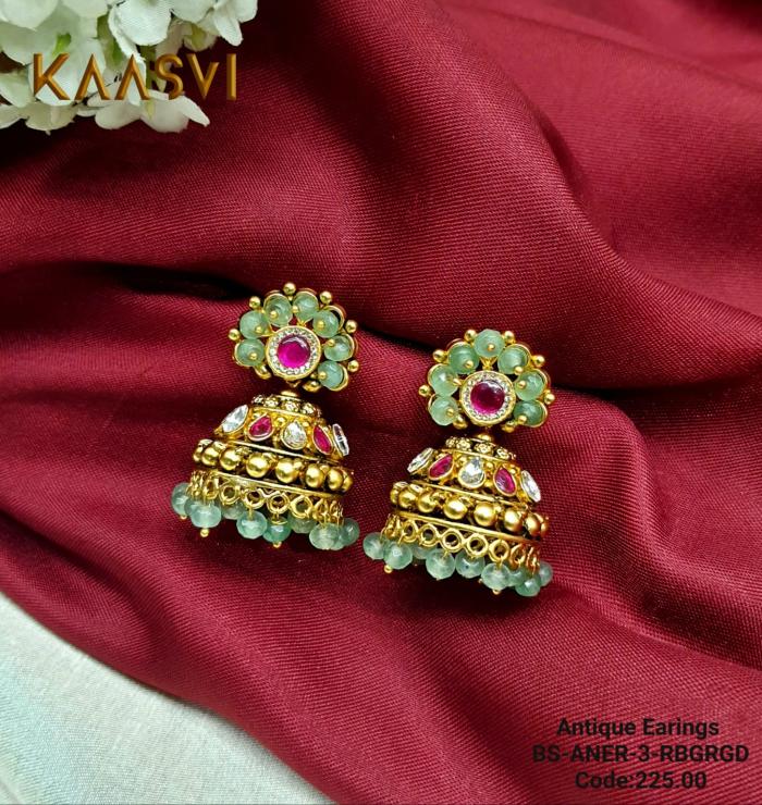 Antique Earrings-3-Ruby Green Gold