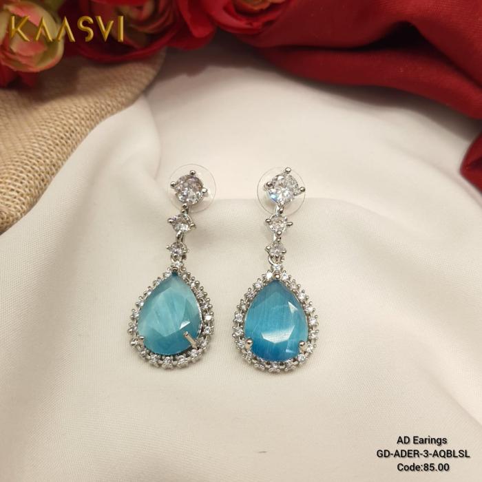 Earrings-3-Aqua Blue Sliver