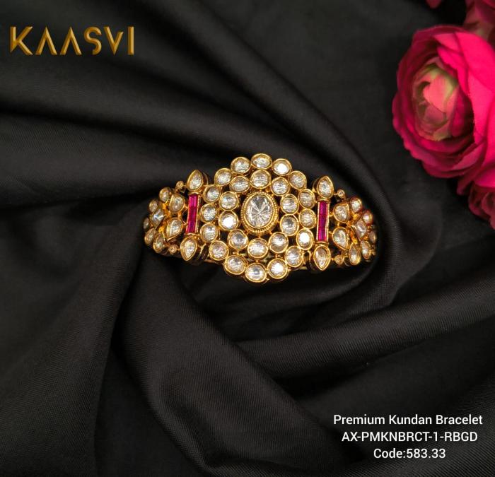 Premium Kundan Bracelet-1-Ruby Gold