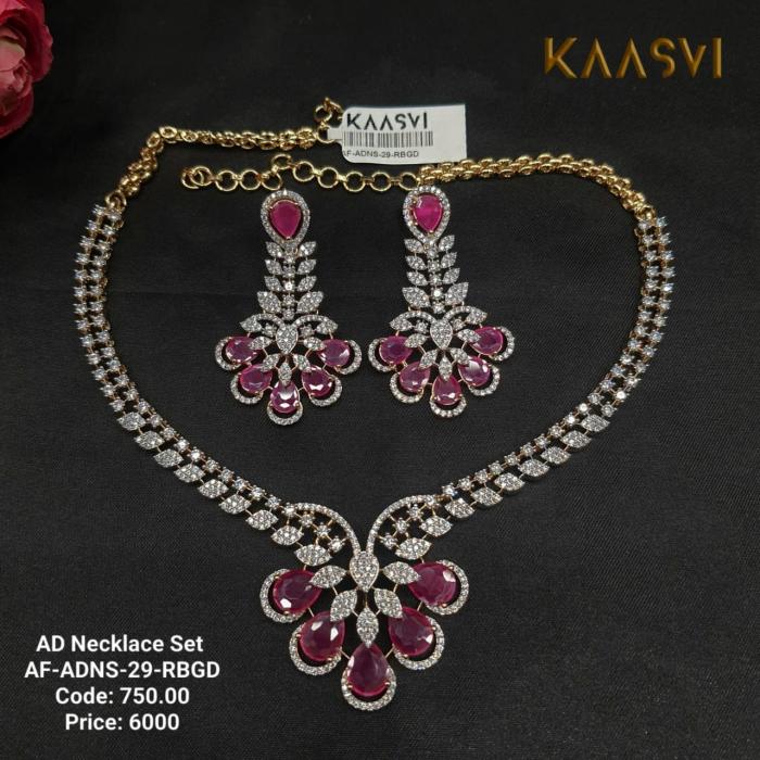 AD Necklace Set 29 Ruby Gold