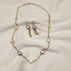 Pearl Bead Chain 3 Multi Gold