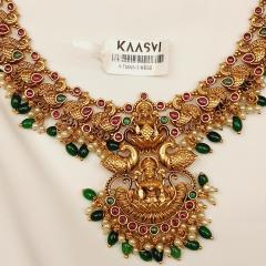 Temple Necklace Set 3 Ruby Gold
