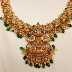 Temple Necklace Set 3 Ruby Gold