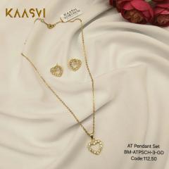 Anti Tarnish Pendant Set with Chain 3 Gold