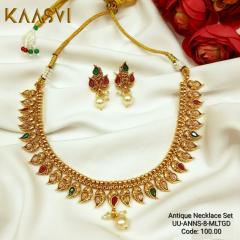 Antique Necklace Set-8-Multi Gold