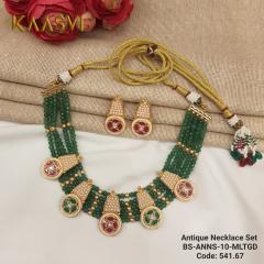 Antique Necklace Set-10-Multi Gold