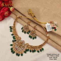 Temple Necklace Set 5 Green Gold