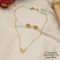 Anti Tarnish Pendant Set with Chain 7 Gold