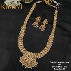 Temple Long Necklace Set-1-Gold