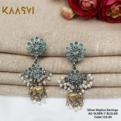 Silver Replica Earrings -7-Blue Silver Gold