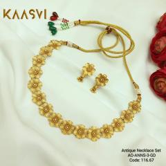 Antique Necklace Set-3-Gold