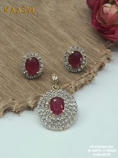 AD Pendant Set-11-Ruby Gold