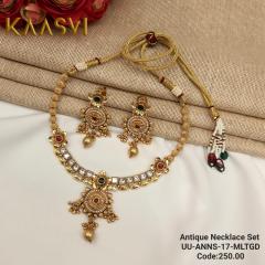 Antique Necklace Set-17-Multi Gold