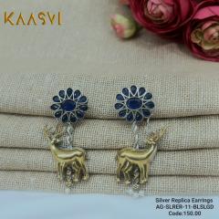 Silver Replica Earrings-11-Blue Silver Gold
