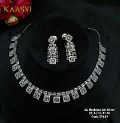 AD Necklace Set Silver-11-Silver