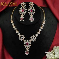 AD Necklace Set Ruby Gold-28-Ruby Gold