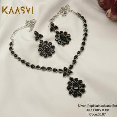 Silver Replica Necklace Set-8-Black