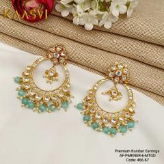 Premium Kundan Earrings-6-Multi Gold