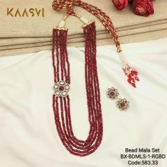 Bead Mala Set-1-Ruby Gold