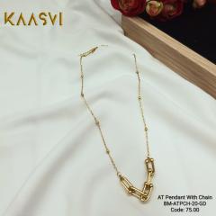 Anti Tarnish Pendant With Chain -20-Gold