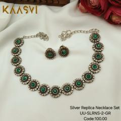 Silver Replica Necklace Set-2-Green