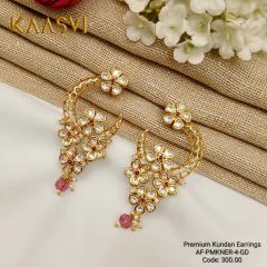 Premium Kundan Earrings-4-Gold